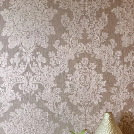 Damask Rose Gold Foil Metallic Wallpaper Textured Vinyl Retro Vintage Arthouse 2 Damask Rose Gold Foil Metallic Wallpaper Textured Vinyl Retro Vintage Arthouse - Image 2