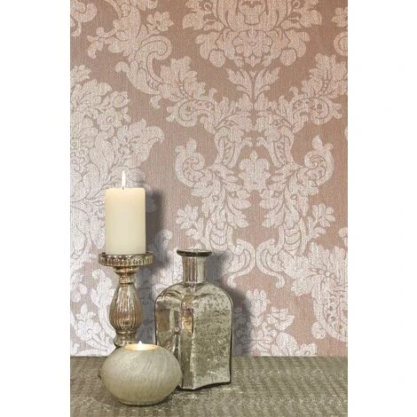 Damask Rose Gold Foil Metallic Wallpaper Textured Vinyl Retro Vintage Arthouse 3 Damask Rose Gold Foil Metallic Wallpaper Textured Vinyl Retro Vintage Arthouse - Image 3