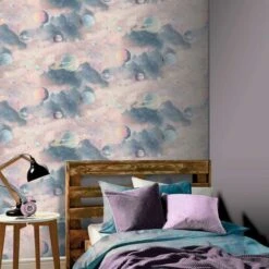 Arthouse Glitter Planets Wallpaper Purple Pink Blue Shimmer Cosmos Kids Vinyl -ARTHOUSE SHOP 15625735 3