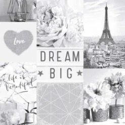 Arthouse Life Is Beautiful Mono Wallpaper - Glitter Paris City Love Heart - 692100