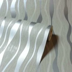 ARTHOUSE Metallic Wave Grey Glittery Wallpaper Textured Vinyl Wallpaper Paste The Wall -ARTHOUSE SHOP 28172102 3