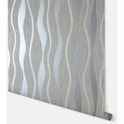 ARTHOUSE Metallic Wave Grey Glittery Wallpaper Textured Vinyl Wallpaper Paste The Wall -ARTHOUSE SHOP 28172102 4