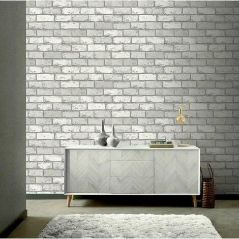 Arthouse Metallic Silver White Grey Wallpaper Brick Wall Realistic 3d Rustic 1 Arthouse Metallic Silver White Grey Wallpaper Brick Wall Realistic 3d Rustic