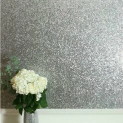 Arthouse Sequin Shimmer Silver Glitter High Shine Plain Textured Shiny Wallpaper