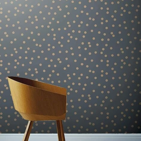 Arthouse Wallpaper Dotty Charcoal Rose Gold 685001 Full Roll, Blue 2 Arthouse Wallpaper Dotty Charcoal Rose Gold 685001 Full Roll, Blue - Image 2