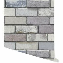 Arthouse Brick Effect Wallpaper Grey