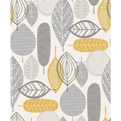 Arthouse Malmo Retro Nature Leaf Design Wallpaper - Ochre 902300 1 Arthouse Malmo Retro Nature Leaf Design Wallpaper - Ochre 902300