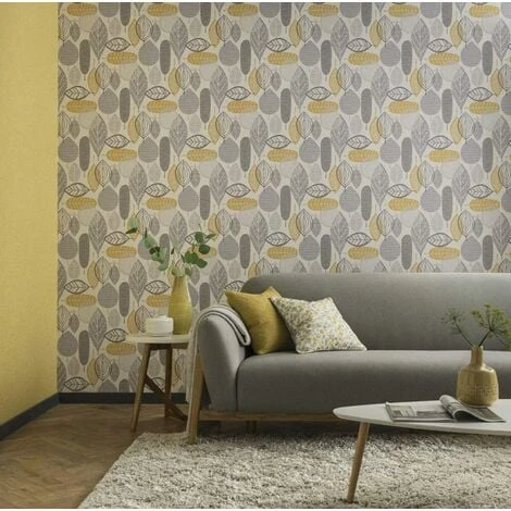 Arthouse Malmo Retro Nature Leaf Design Wallpaper - Ochre 902300 2 Arthouse Malmo Retro Nature Leaf Design Wallpaper - Ochre 902300 - Image 2