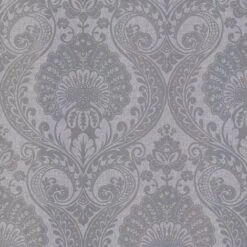 Arthouse Luxe Damask Metallic Glitte Shimmer Textured Wallpaper - Silver 906609