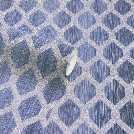 Radiance Trellis Wallpaper Arthouse Navy Textured Heavyweight Vinyl Metallic 2 Radiance Trellis Wallpaper Arthouse Navy Textured Heavyweight Vinyl Metallic - Image 2