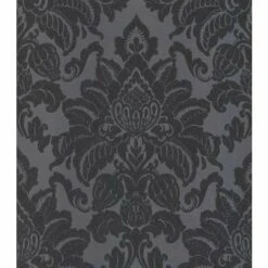 ARTHOUSE Damask Wallpaper Glitter Glisten Shiny Shine Metallic Dark Grey Charcoal