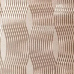 Arthouse Foil Wave Rose Gold Wallpaper - Textured Vinyl Reflective 294500
