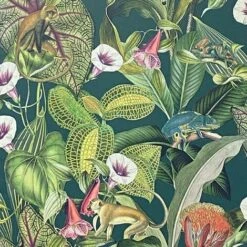 ARTHOUSE Paul Moneypenny Karma Chameleon Emerald Green Floral Paste The Wall Wallpape