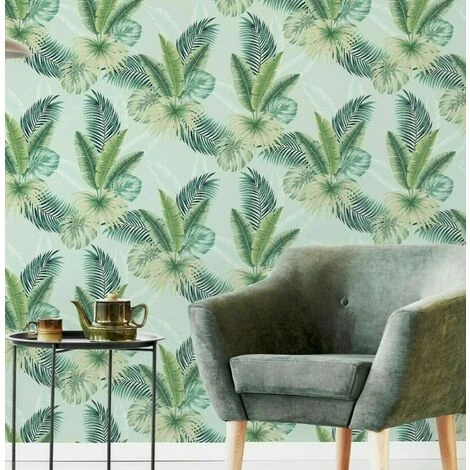 Arthouse Miami Tropics Mint Tropical Jungle Palm Green Leaves Wallpaper 2 Arthouse Miami Tropics Mint Tropical Jungle Palm Green Leaves Wallpaper - Image 2