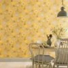 Arthouse Vintage Bloom Mustard Yellow Floral Quality Vinyl Wallpaper 676206