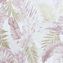 Arthouse Artistick Tropical Soft Wallpaper (19.7ft X 21in) (Blush/Gold)
