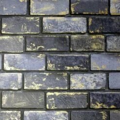 Arthouse Brick Wallpaper (10m X 53cm) (Navy/Gold)