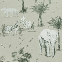 Arthouse Lagoon Safari Metallic Wallpaper (10m X 53cm) (Grey/Stone)